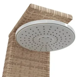 Utedusch i konstrotting med akaciaträ - Trendig trädgårdsdusch | Färg: Beige | Storlek: 55x60x224 cm