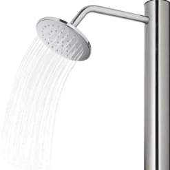 Utedusch med huvuddusch och fotkran - Rostfritt stål | Höjd: 215 cm