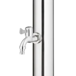 Utedusch med huvuddusch och fotkran - Rostfritt stål | Höjd: 215 cm