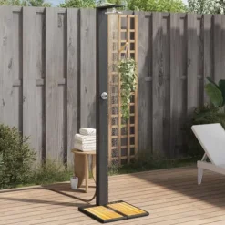 Utedusch svart 50x55x224 cm konstrottning och akaciaträ