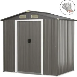 Uteförråd, 196x142x186 cm, Ljusgrå