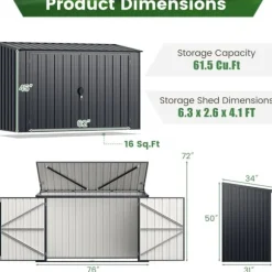 Uteförvarcmgsbod, 193×86×127 cm, Grå