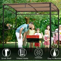 Utegrillstak, 216x134x211 cm, Brun