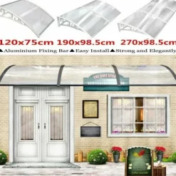 Utomhus dörr- och fönstertak - Markis & skärmtak - 270 x 98,5 cm - Polykarbonat kanalplast - UV- & regnskydd - Aluminiumram - Svart