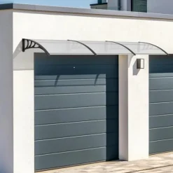 Utomhus dörr- och fönstertak - Markis & skärmtak - 270 x 98,5 cm - Polykarbonat kanalplast - UV- & regnskydd - Aluminiumram - Svart