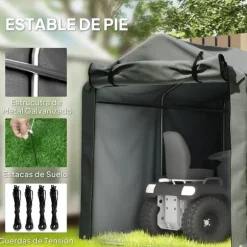 Utomhus förvaringstält - Trädgårdsskjul för verktyg & cyklar - 2,2 x 1,57 x 1,65 m - Vattentätt - UV-skydd - Avtagbar dörr med dragkedja - Grå