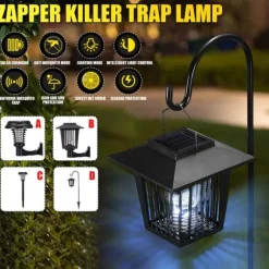 Utomhus Solar Myggdödare Lampa Elektrisk Bug Zapper Vattentät Insektsfälla Anti Mosquito Light Trädgård Gräsmatta Myggfälla