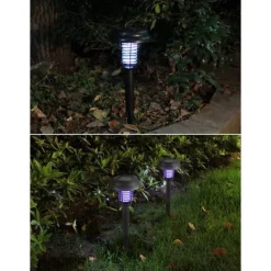 Utomhus Solar Myggdödare Lampa Elektrisk Bug Zapper Vattentät Insektsfälla Anti Mosquito Light Trädgård Gräsmatta Myggfälla