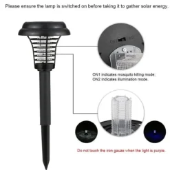 Utomhus Solar Myggdödare Lampa Elektrisk Bug Zapper Vattentät Insektsfälla Anti Mosquito Light Trädgård Gräsmatta Myggfälla