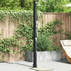 Utomhus solardusch - vidaXL - Svart - PVC och Aluminium - 217 cm - Rotationshuvud - Solenergi