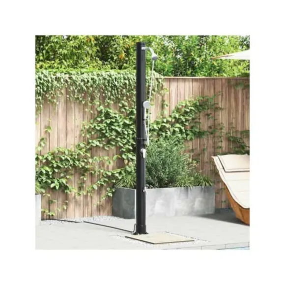 Utomhus solardusch - vidaXL - Svart - PVC och Aluminium - 217 cm - Rotationshuvud - Solenergi