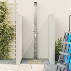 Utomhus Solardusch Svart 217 cm PVC och Aluminium