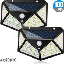 Utomhus vattentät solcellslampa 100 LED med rörelsedetektor - Svart - Solenergi - LED - Trädgård