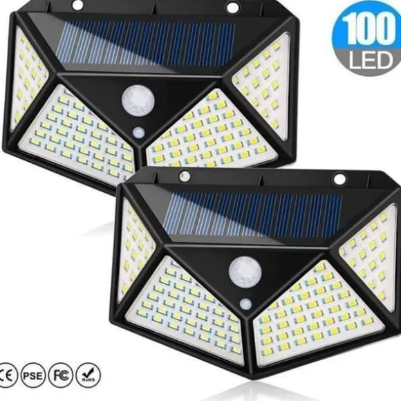 Utomhus vattentät solcellslampa 100 LED med rörelsedetektor - Svart - Solenergi - LED - Trädgård