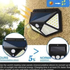 Utomhus vattentät solcellslampa 100 LED med rörelsedetektor - Svart - Solenergi - LED - Trädgård