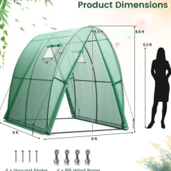 Utomhusväxthus, 6x6x6,6 fot, Grön/Vit