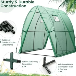 Utomhusväxthus, 6x6x6,6 fot, Grön/Vit