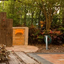 Vattenkran med slanghållare, 66x30x15 cm, Silver