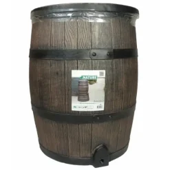 Vattenuppsamlare - NATURE - Regnvattentunna med träutseende - Kapacitet 120L - Brun - 50,5x66 cm