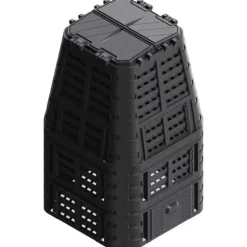 Väderbeständig kompostlåda 1000 L - Effektiv kompostering | Färg: Svart | Storlek: 93,3x93,3x146 cm