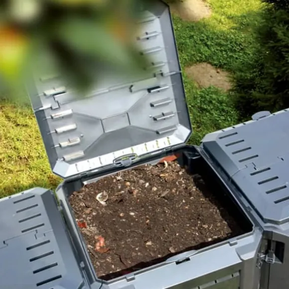 Väderbeständig kompostlåda 1200 L - Snabb kompostering av organiskt material | Färg: Svart | Storlek: 1200 L