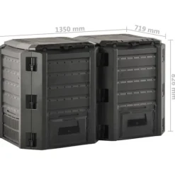Väderbeständig kompostlåda för snabb kompostering | Volym: 800 L | Färg: Svart