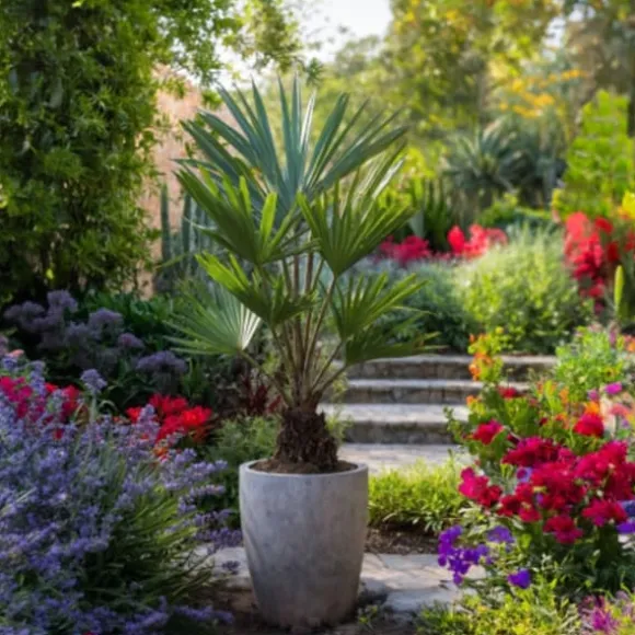 Väderkvarnspalm - Set om 2 - Trachycarpus Fortunei - Höjd 35-45cm - ⌀15cm