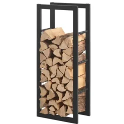 Vedförvaring vedställ 40x100x25cm stål svart [en.casa]