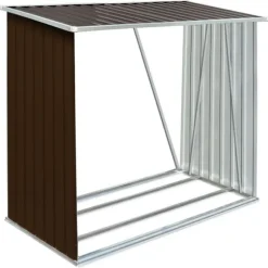 Vedskjul galvaniserat stål 163x83x154 cm brun
