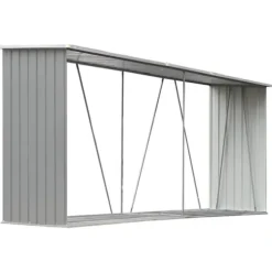 Vedskjul i galvaniserat stål 330x84x152 cm grå
