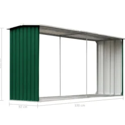 Vedskjul i galvaniserat stål 330x92x153 cm grön - Förvaringsbod För Ved - Vedförvaringsbord - Home & Living