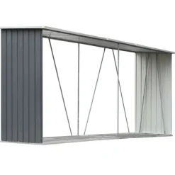 Vedskjul i galvaniserat stål 330x84x152 cm grå