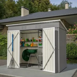 Verktygsskjul, Väderbeständig Design, Säker Förvaring,8x4FT Grå