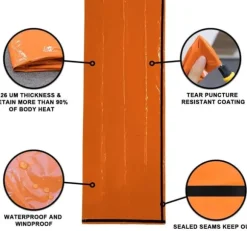 Överlevnadsbivyväskor - Vattentäta Mylar-nödfiltar för camping och vandring (orange)