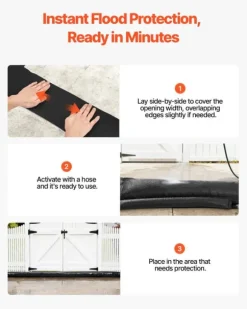 Översvämningsbarriär - Vattenaktiverade Sandfria Översvämningspåsar 8-Pack - Återanvändbara - 48 x 43,5 cm - För Dörr, Källare, Garage