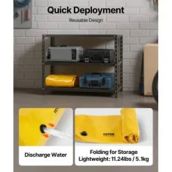 Översvämningsbarriär, 366x51x30,5 cm, PVC, Återanvändbar vattendiversion