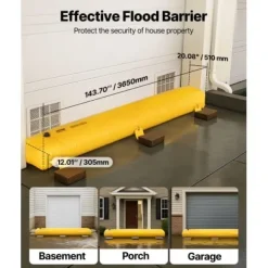 Översvämningsbarriär, 366x51x30,5 cm, PVC, Återanvändbar vattendiversion