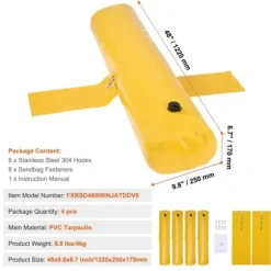 Översvämningsbarriärer, sandsäckar, alternativ 4-pack, vattenbarriärer för hemmet, dörröppning, uppfart (4FTx6in)