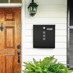 Väggbrevlåda – Med tidningsbricka och lås – Svart