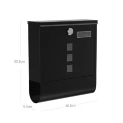 Väggbrevlåda – Med tidningsbricka och lås – Svart