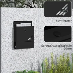 Väggbrevlåda med lock och lås, kopparkärna, stål mörkgrå 30×8,5×32,5 cm