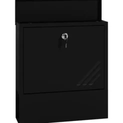 Väggbrevlåda med lock och lås, kopparkärna, stål mörkgrå 30×8,5×32,5 cm