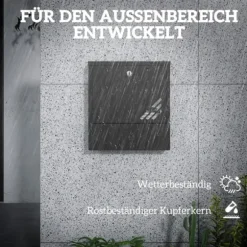 Väggbrevlåda med lock och lås, kopparkärna, stål mörkgrå 30×8,5×32,5 cm