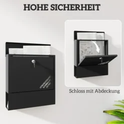 Väggbrevlåda med lock och lås, kopparkärna, stål mörkgrå 30×8,5×32,5 cm