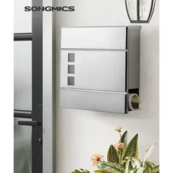 Väggbrevlåda med tidningsfack silver