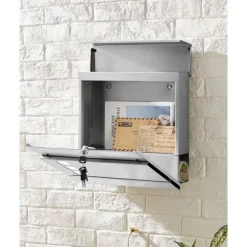 Väggbrevlåda med tidningsfack silver