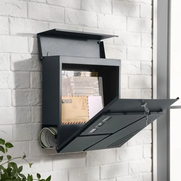 Väggbrevlåda med visningsfönster antracit