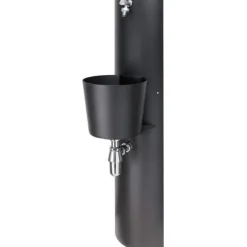 Väggfontän för trädgård med kran och hink i färgen antracit