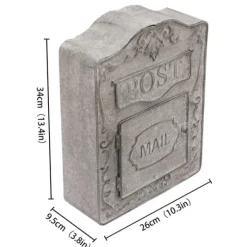 Väggmonterad brevlåda, antik/vintage-stil i metall, grå, för trädgård och utomhus