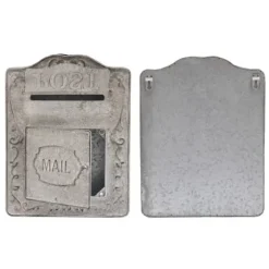 Väggmonterad brevlåda, antik/vintage-stil i metall, grå, för trädgård och utomhus
